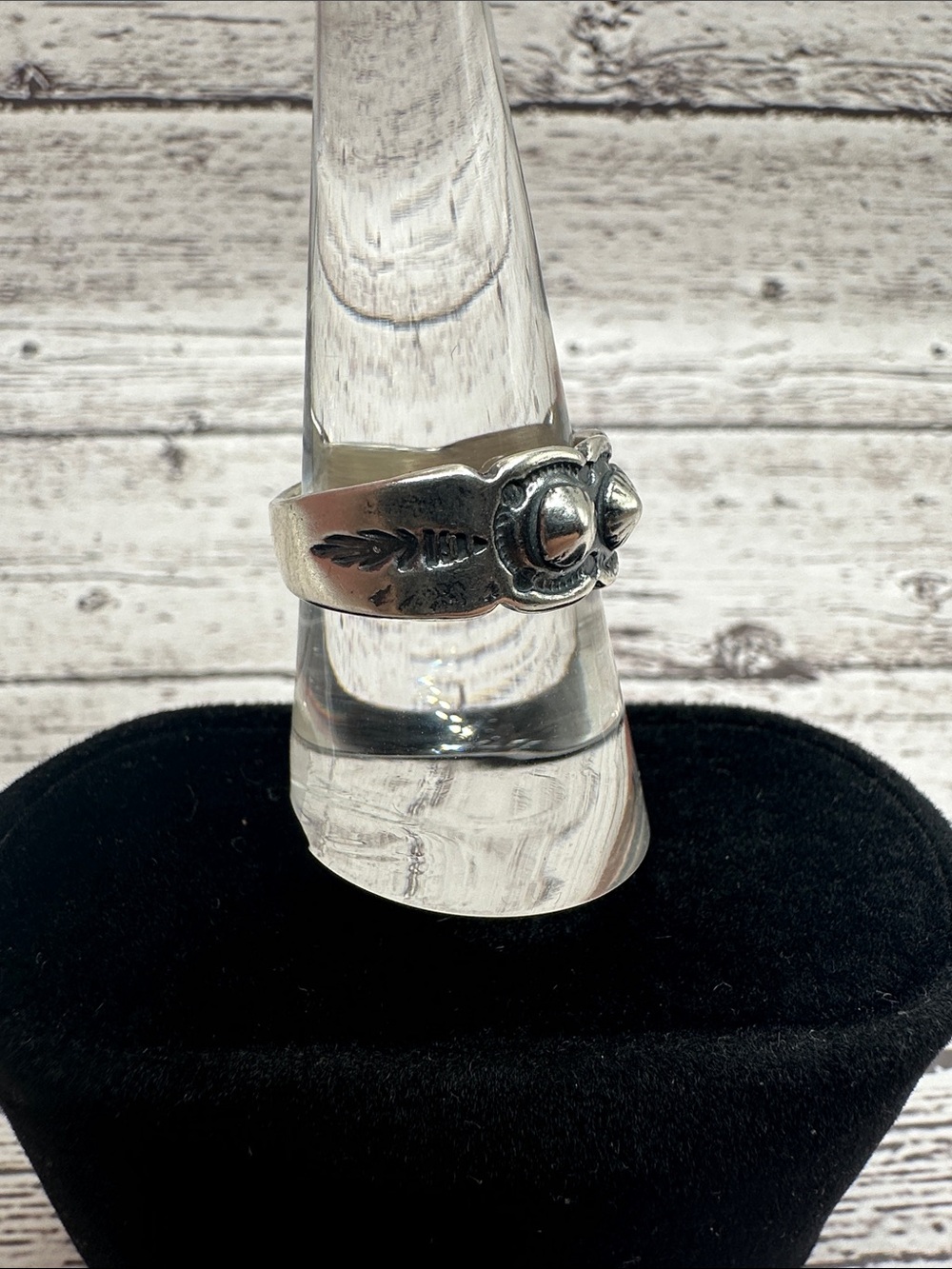 Women's Silver Concho-Style Band Ring - Classic Western Detail - Picture 2 of 7